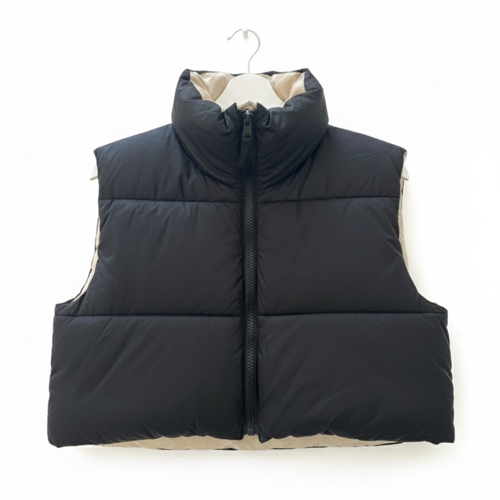ZARA Black Puffer Vest Small-Medium